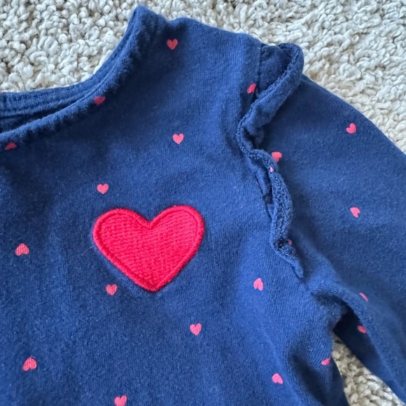 Carter’s Baby Girl Navy Heart Print Long-Sleeve Dress Polka dot  Size 24 Months - Picture 5 of 8